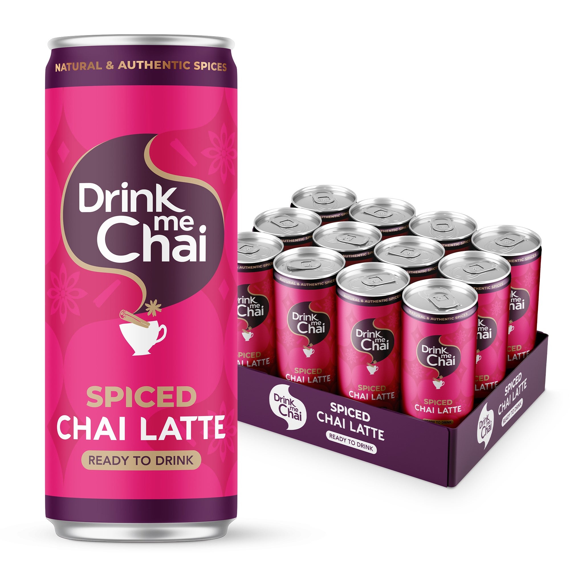 Drink Me Chai Spiced Chai Latte Ready-To-Drink 250ml (Pack of 12) Chai Latte
